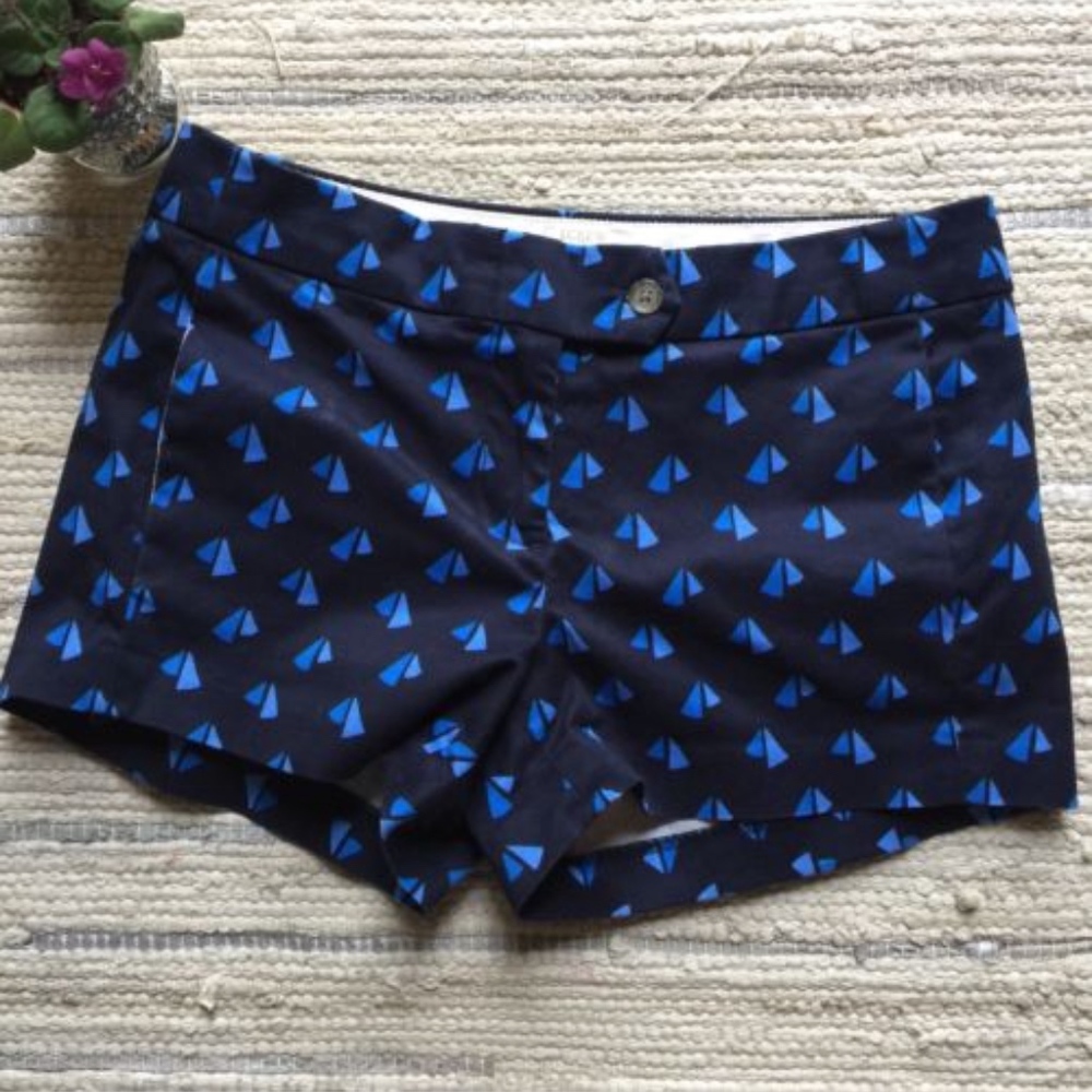 J CREW City Shorts Navy Geometric Size 2 blue summer pickleball preppy classic s